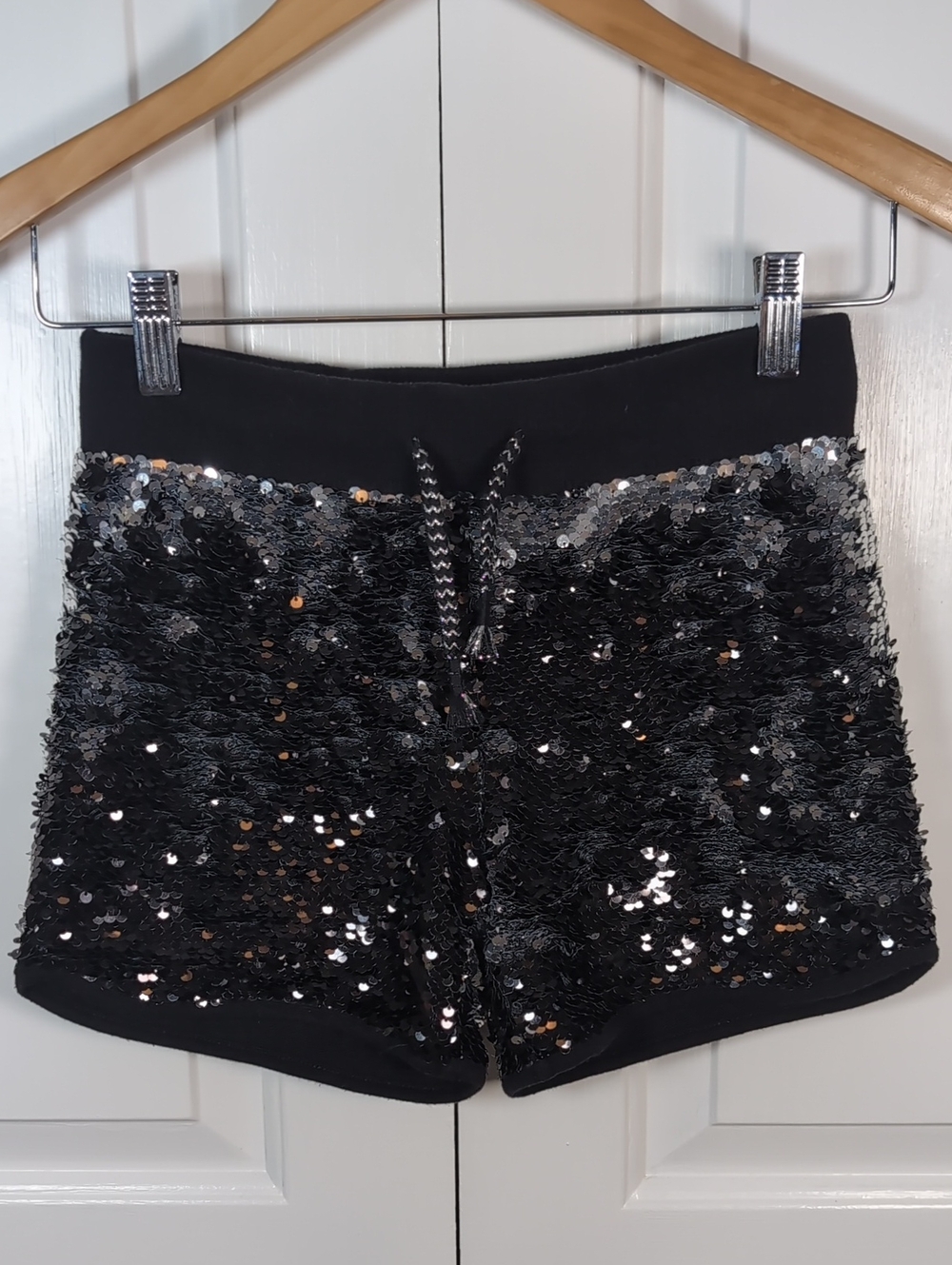 More Than Magic Girls Black Reversible Sequin Shorts Sparkly Festival Rave M